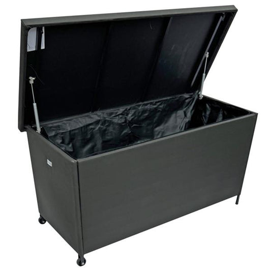belavi® Auflagenbox mit Textilbezug, ca. 121 x 60 x 56 cm | wasserdicht Kissenbox im Rope-Design | ca. 270 Liter | Innenplane | Räder (anthrazit)