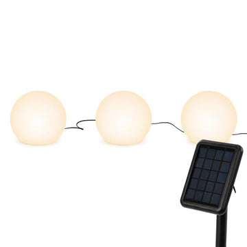 3er Set Solar Kugelleuchte Ø 20 cm | warm-weiß beleuchtet | Solarleuchte für außen, Balkon, Garten, Rasen | Außenleuchte Gartenkugel XXL Boden-Lichterkette