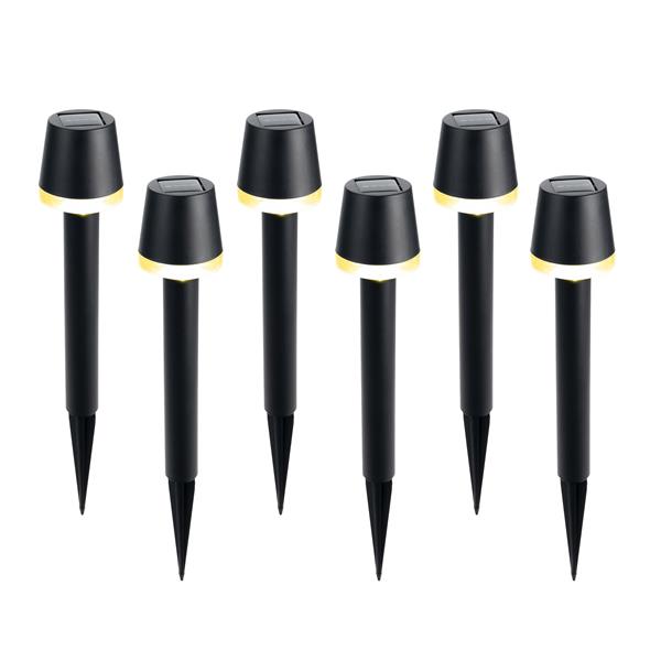 6 Stück Solar Gartenleuchte im modernen Look, ideal als Dekoleuchte oder Wegeleuchte, warm-weiß beleuchtet, kabellos, 46 cm hoch