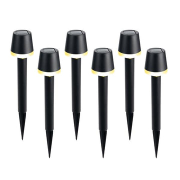 6 Stück Solar Gartenleuchte im modernen Look, ideal als Dekoleuchte oder Wegeleuchte, warm-weiß beleuchtet, kabellos, 46 cm hoch