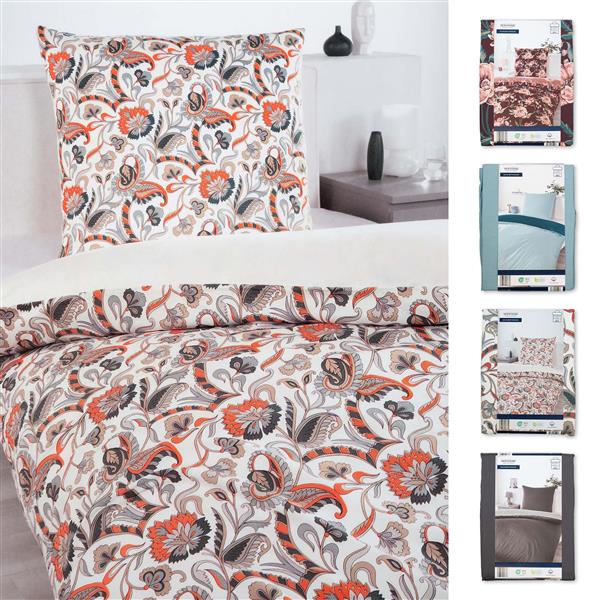 Satin Bettwäsche aus 100 % Baumwolle mit Reißverschluss | Bettgarnitur Set aus Kissenbezug 80x80 cm & Bettbezug 135x200 cm