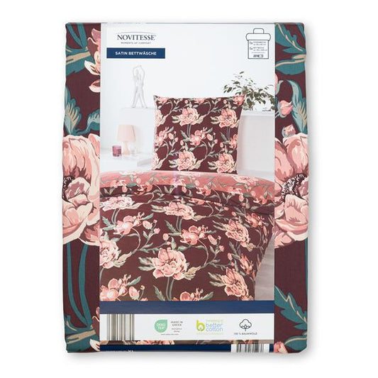 Satin Bettwäsche aus 100 % Baumwolle mit Reißverschluss | Bettgarnitur Set aus Kissenbezug 80x80 cm & Bettbezug 135x200 cm