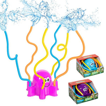 Wassersprinkler Oktopus für Kinder mit 6 Armen aus denen Wasser spritzt | ca. 20,5 x 20 x 14 cm | Wasserspielzeug für Groß und Klein
