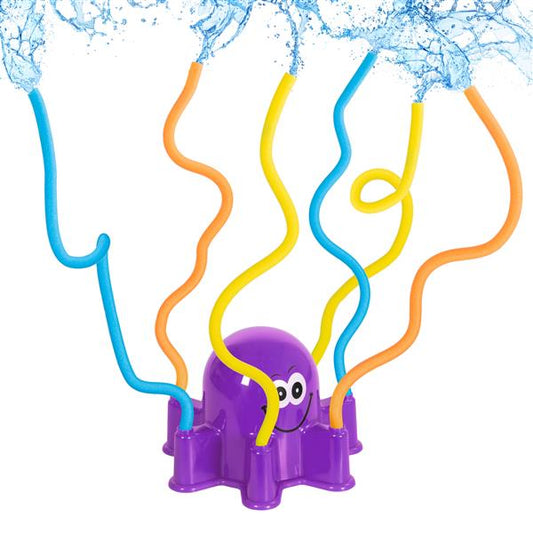 Wassersprinkler Oktopus für Kinder mit 6 Armen aus denen Wasser spritzt | ca. 20,5 x 20 x 14 cm | Wasserspielzeug für Groß und Klein