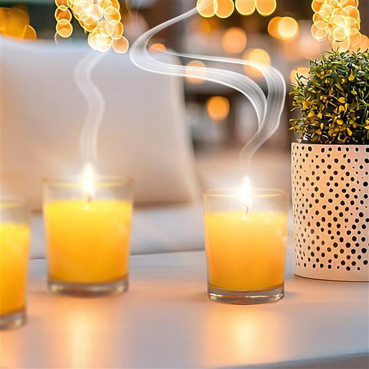 Citronella Kerze im Glas, ca. Ø 5 x 6,2 cm | bis zu 6 Stunden Brenndauer | Deko Duftkerze mit Zitronenduft | Sparpack