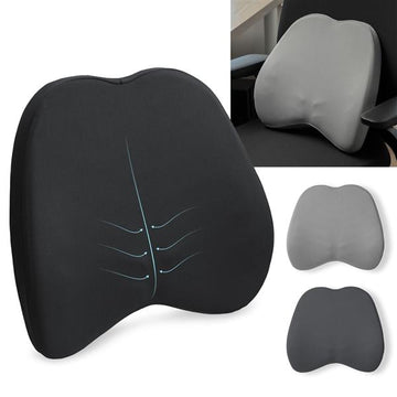 Ergonomisches Rückenkissen mit Memoryschaum – Lendenstützkissen für Büro, Auto & Zuhause – Rückenstütze gegen Rückenschmerzen – 39 x 36 x 11 cm – Atmungsaktiver Bezug, waschbar
