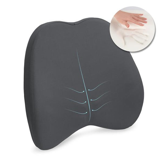 Ergonomisches Rückenkissen mit Memoryschaum – Lendenstützkissen für Büro, Auto & Zuhause – Rückenstütze gegen Rückenschmerzen – 39 x 36 x 11 cm – Atmungsaktiver Bezug, waschbar
