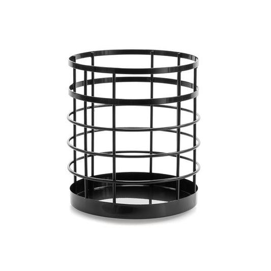 Universal Aufbewahrungskorb aus Edelstahl – ideal für Stifte, Kosmetik, Küchenutensilien, ca. Ø 15 x 17,5 cm, Industrielook