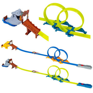 Playland® Looping-Rennbahn – 17-teiliges Spielset mit Doppellooping & Spielzeugauto mit Rückziehmotor