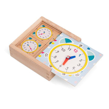 Kinder Lernuhr aus Holz – Lernspielzeug ab 3 Jahre | 22-teiliges Set mit Uhrzeit-Vorlagen | Montessori-inspiriertes Lernspiel für Kinder