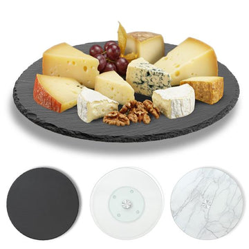 Drehbare Servierplatte rund, ca. Ø 32 cm, auch ideal als Kuchenplatte – Tortenplatte mit Antirutschfüße