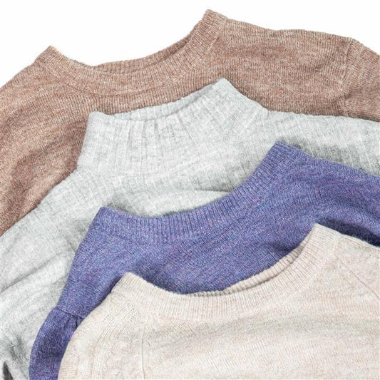 Modischer Damen Melange Strickpullover in moderner Woll-Optik, pflegeleicht