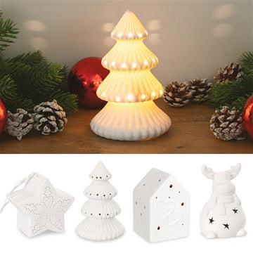 Stimmungsvolle Porzellan-Dekoleuchten mit LED-Beleuchtung – warm-weiß, inkl. Batterien