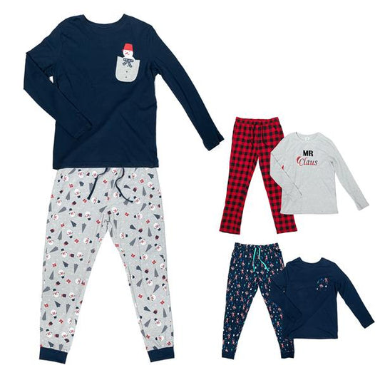 Damen und Herren Pyjama aus Baumwolle | 2-teiliger Schlafanzug lang – Set besteht aus Oberteil und Hose | Weihnachts-Edition