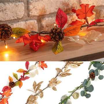 Herbstliche LED Girlande | mit 25 LED beleuchtet | batteriebetrieben | Gesamtlänge ca. 230 cm