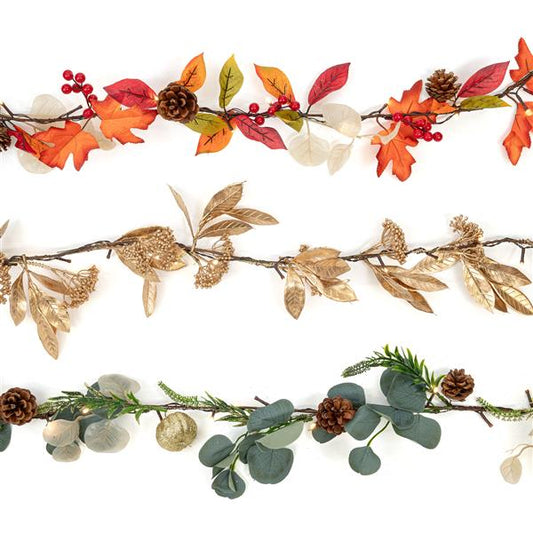 Herbstliche LED Girlande | mit 25 LED beleuchtet | batteriebetrieben | Gesamtlänge ca. 230 cm