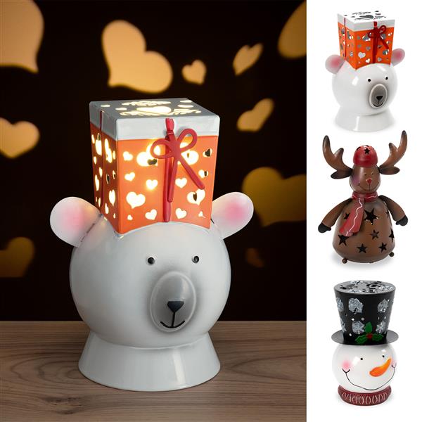 LED Leucht-Projektor Tischleuchte | aus Metall  | ca. Ø 10 x 18 cm | batteriebetrieben | Timer | Nachtlicht – Einschlaflicht