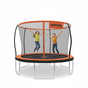 SportPlus Trampolin Ø 366 cm | Outdoor Kindertrampolin mit Randabdeckung | Außenstangen & Innennetz | stabile Rahmenkonstruktion | Gartentrampolin, auch für Erwachsene bis 150kg (orange)