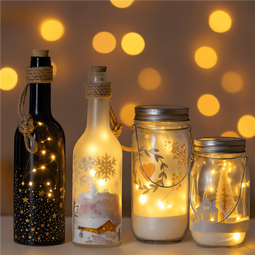 LED Deko-Flasche / Deko-Glas mit 10 warm-weißen LED beleuchtet | batteriebetrieben | Timer  | Weihnachtsdeko
