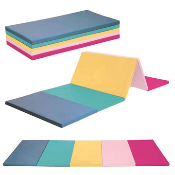 Klappbare Turnmatte | ca. 185 x 76  x 3,2 cm | Tragbare und faltbare Kinder Weichbodenmatte, auch ideal als Gymnastikmatte – Fitnessmatte – Yogamatte - Spielmatte für Kinderzimmer und zuhause (B-WARE // bunt)