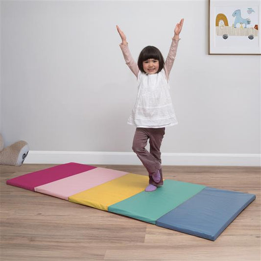 Klappbare Turnmatte | ca. 185 x 76  x 3,2 cm | Tragbare und faltbare Kinder Weichbodenmatte, auch ideal als Gymnastikmatte – Fitnessmatte – Yogamatte - Spielmatte für Kinderzimmer und zuhause (B-WARE // bunt)