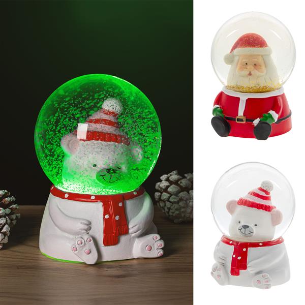 Schneekugel mit LED-Beleuchtung | Dual-Timer | batteriebetrieben | Innen-Deko Weihnachten