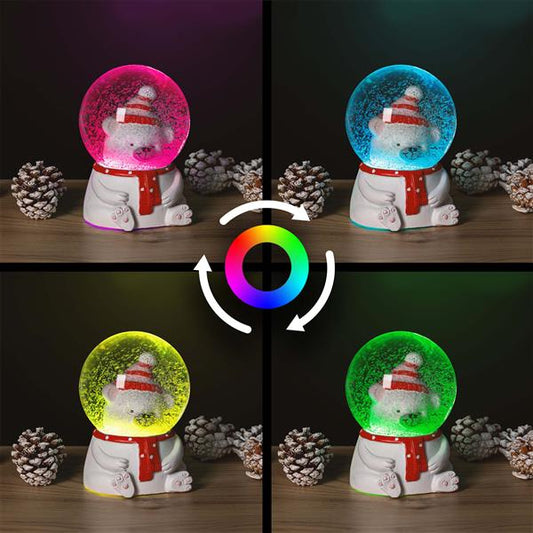 Schneekugel mit LED-Beleuchtung | Dual-Timer | batteriebetrieben | Innen-Deko Weihnachten