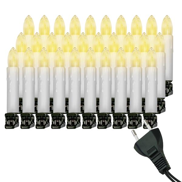 Retro LED Weihnachtsbaum-Lichterkette mit Filament-Kerzen | klassische Baumbeleuchtung mit austauschbaren E10 Leuchtmittel | warm-weiß | 230V | nostalgische Weihnachtsbeleuchtung für Innen