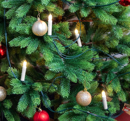 Retro LED Weihnachtsbaum-Lichterkette mit Filament-Kerzen | klassische Baumbeleuchtung mit austauschbaren E10 Leuchtmittel | warm-weiß | 230V | nostalgische Weihnachtsbeleuchtung für Innen