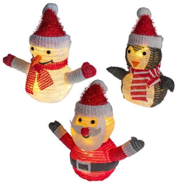 Pop-Up Weihnachtsfigur LED | 25 cm | 10 LEDs | Timer | batteriebetrieben | Innen & Außen IP44 | Weihnachtsdeko beleuchtet