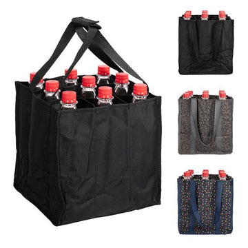 Flaschentasche für 9 Flaschen | Tragetasche mit Fächern für bis zu 1,5 L, belastbar bis 14 kg, Getränketräger faltbar | Getränketasche für Bierflaschen Weinflasche