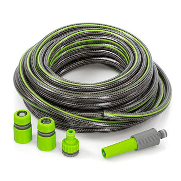 Gartenschlauch-Set 1/2", 17,5m,  inkl. 4-teiligem Kupplungssatz & Sprühdüse | Flexibler Wasserschlauch bis 8 bar | Komplett-Set für Garten & Terrasse