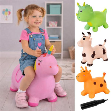 Hüpftier für Kinder ab 2 Jahre | aufblasbar | inkl. Luftpumpe | bis max. 50 kg belastbar | Indoor-Spielzeug