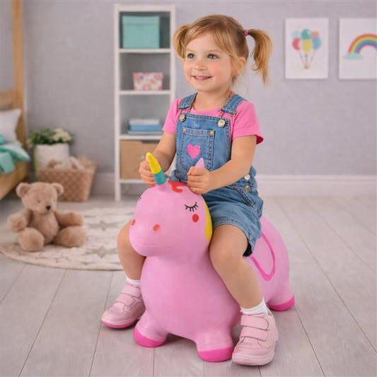 Hüpftier für Kinder ab 2 Jahre | aufblasbar | inkl. Luftpumpe | bis max. 50 kg belastbar | Indoor-Spielzeug