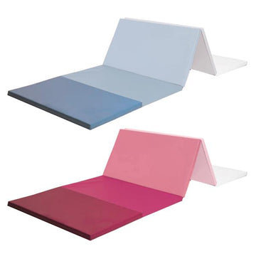 2er Set Klappbare Turnmatte | ca. 185 x 76  x 3,2 cm | Tragbare und faltbare Kinder Weichbodenmatte, auch ideal als Gymnastikmatte – Fitnessmatte – Yogamatte - Spielmatte für Kinderzimmer und zuhause (B-WARE // 1x blau / 1x pink)