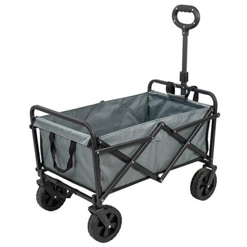 Bollerwagen faltbar grau mit Bremsen | stabiler Transportwagen bis 80 kg Tragkraft | kompakte Handkarre mit Teleskopgriff für Garten, Einkauf & Camping | platzsparend klappbar