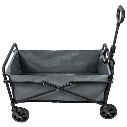 Bollerwagen faltbar grau mit Bremsen | stabiler Transportwagen bis 80 kg Tragkraft | kompakte Handkarre mit Teleskopgriff für Garten, Einkauf & Camping | platzsparend klappbar