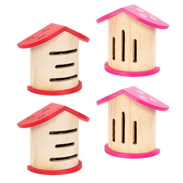4er Set Insektenhotel aus Naturholz gefertigt (Set aus 2x Schmetterlingshotel & 2x Marienkäferhotel)