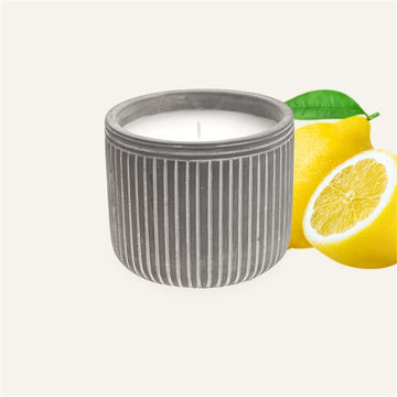 Citronella Kerze im Steintopf, ca. Ø 12 x 10 cm | bis zu 30h Brenndauer | Deko Duftkerze mit Zitronenduft