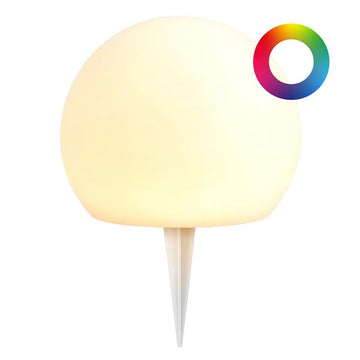 LED Solar Kugelleuchte in Milchglas-Optik | Gartenkugel mit Erdspieß | warm-weiß & RGB Farbwechsel wählbar | UV-beständig & Wetterfest IP44 |Solarlampe für Garten, Terrasse & Balkon