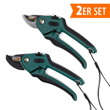 Gardenline Gartenschere 2er Set | Amboss- & Bypass Schere Pflanzenschere Blumenschere | 10mm Astschere Set