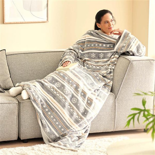 XXL Kuscheldecke mit Ärmeln & Kängurutasche | 145x195 cm Ärmeldecke flauschig | Verschiedene Designs