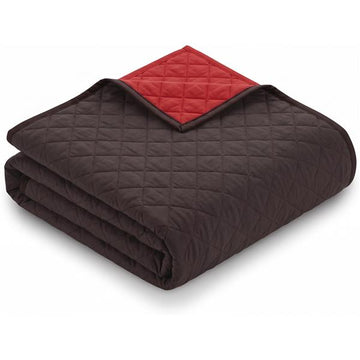 XXL Tagesdecke ca. 220 x 240 cm | Wendedecke schwarz-braun / rot gesteppt | ideal als Bettüberwurf für Doppelbett, Couchüberwurf, Schondecke, Sofadecke