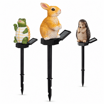 LED Solar Deko-Tiere als Gartenstecker | Tierfigur als Solarleuchte beleuchtet | aus Kunststein | ca. 41 cm | kabellos | Akku