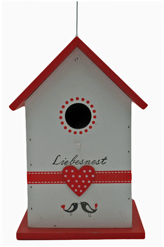 Farbenfrohe Vogelvilla, Vogelhaus, Nistkasten, 18 x 18 x 26,5 cm (Liebesnest)