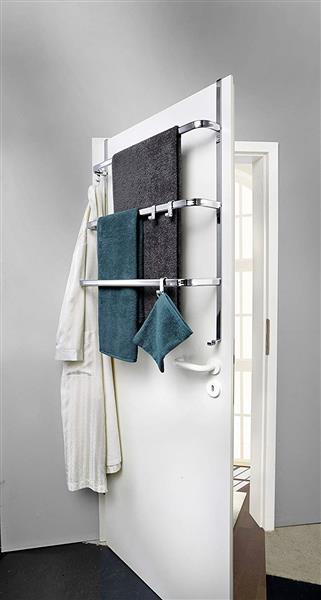 Metall Tür-Aufbewahrung | ohne Bohren | Handtuchhalter | Farbe: verchromt