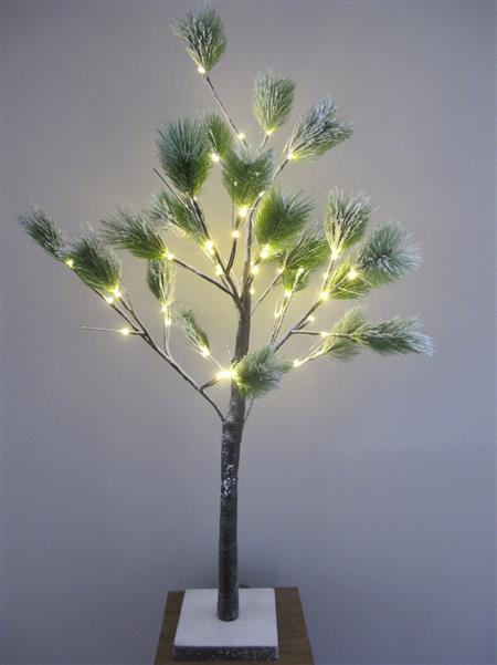 LED Kieferbaum mit  48 LED warm-weiß beleuchtet, beschneit, 120 cm, Lichterbaum
