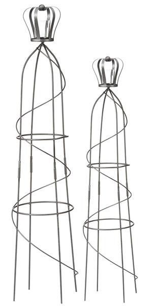 2-er Set Rank-Obelisken | schwarz | sandrau | Krone mit Teelichthalter | rund