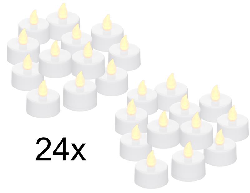 24 LED Teelichter inkl. Batterien und Aufbewahrungsbox, flackernd, warm-weiß