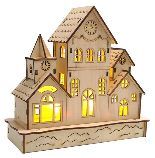 Deko Haus aus Holz mit Beleuchtung und Brandmalerei, tolle Weihnachtsdeko